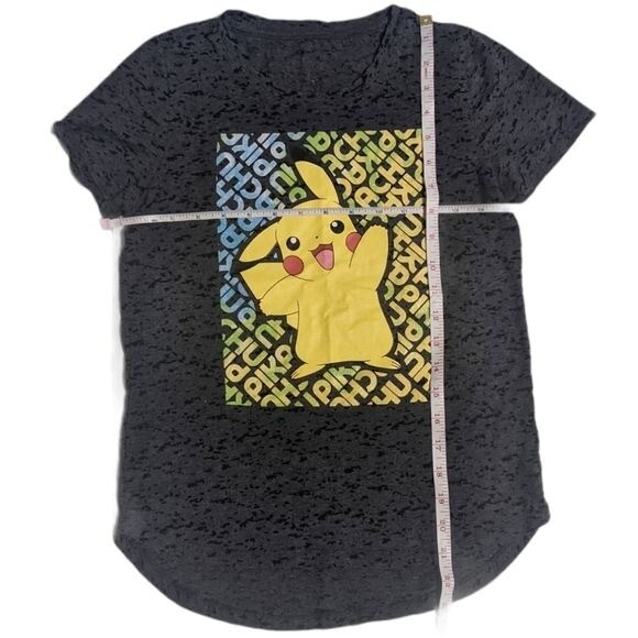 Pokemon Pikachu Distressed Graphic Tee Mesh Grey Vintage 90s Inspired Round S gallery