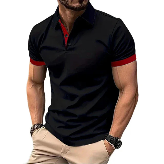 Men's Color Polo Shirt Slim Fit Casual Gym Tshirt Fashion Tee English Style Gift gallery