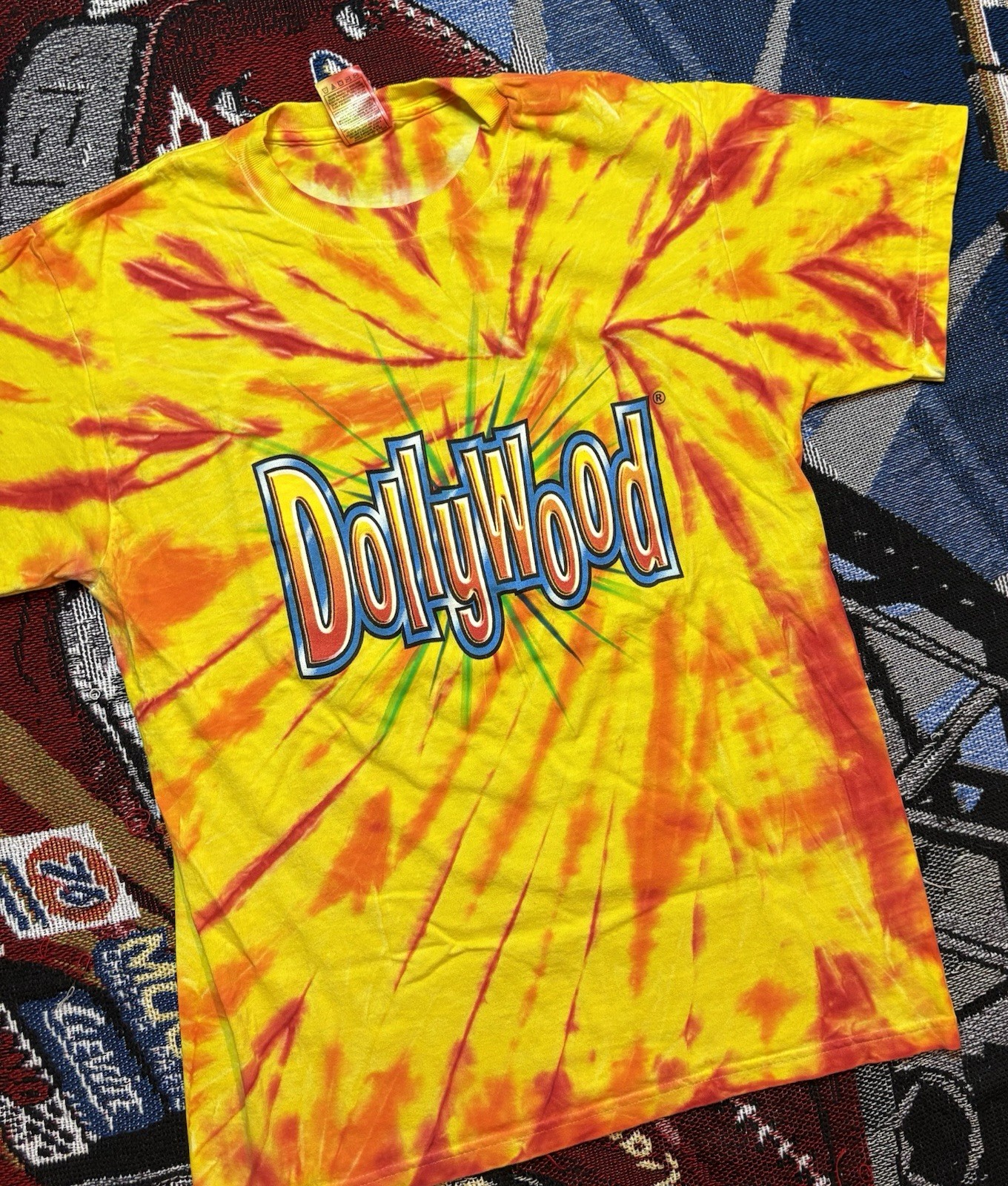Vintage Dollywood Shirt Theme Park Medium Orange Tie Dye Souvenir Graphic Tee gallery