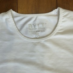 BYLT Premium LUX Basics Drop Cut Scalloped White Crew Neck Tee Size M