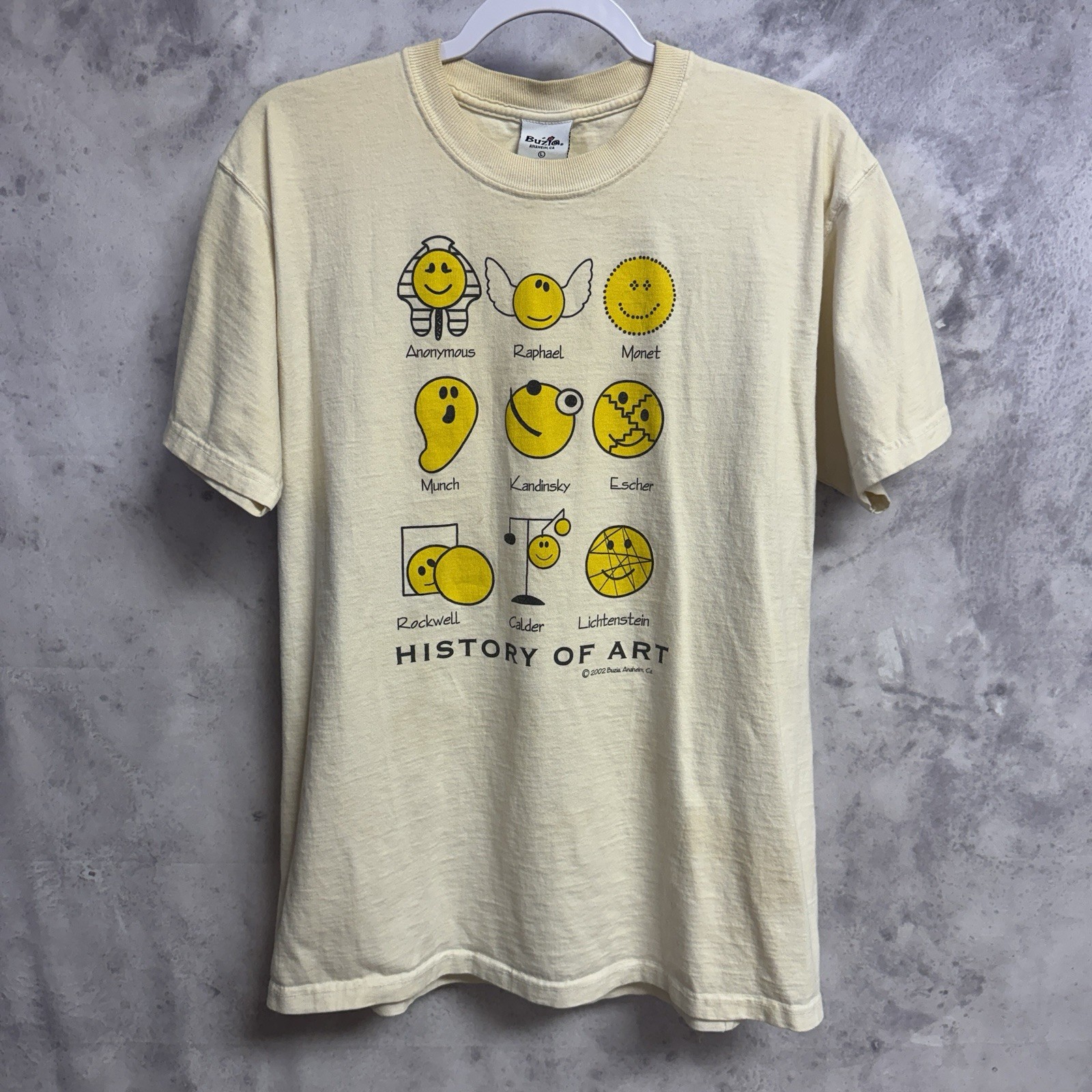 Vintage Smiley Face History of Art T Shirt Large Short Sleeve Y2K 2002 Painter gallery