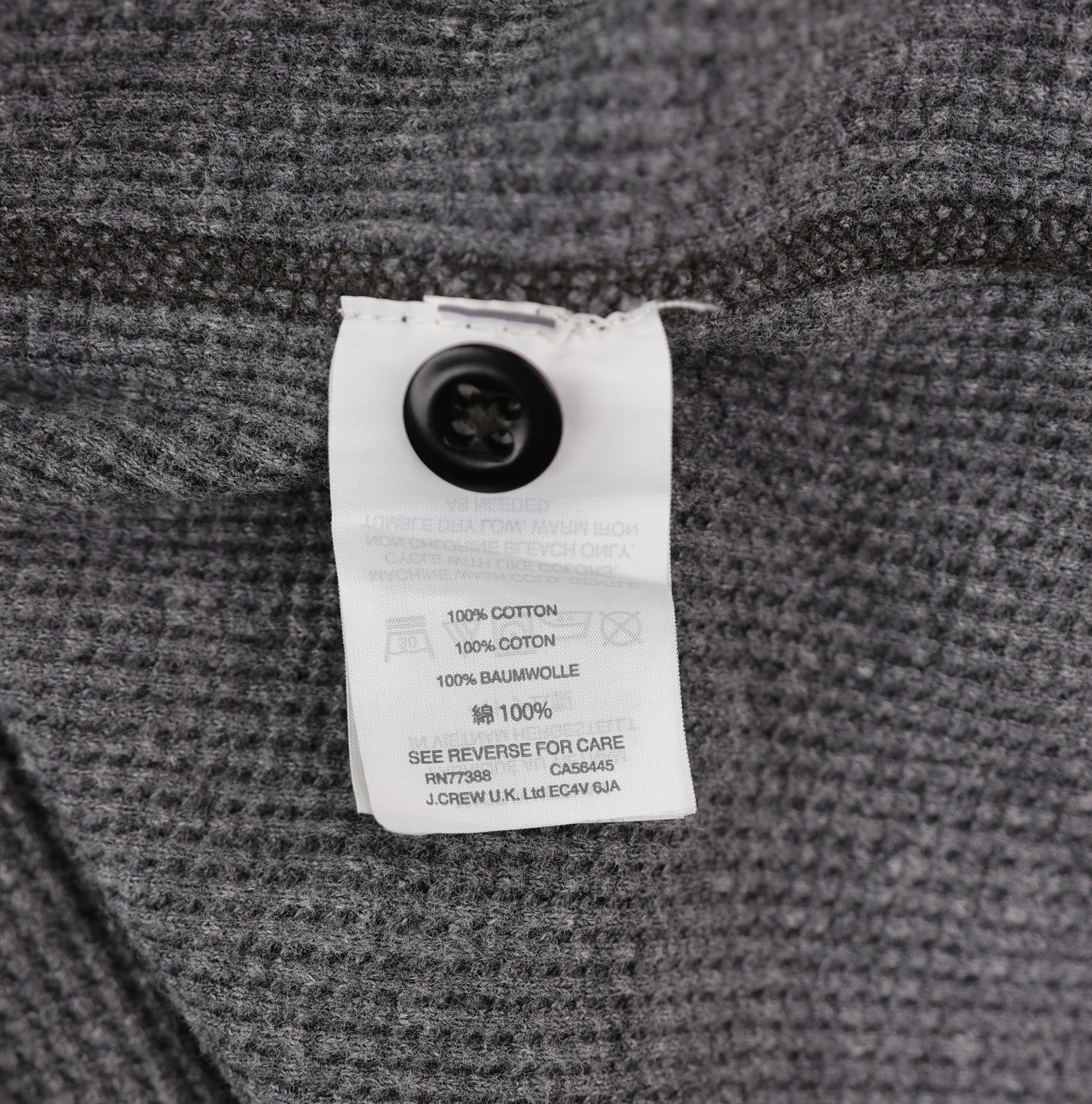 Wallace & Barnes Waffle Henley Shirt Men's Medium Tall Gray Thermal Long Sleeve gallery