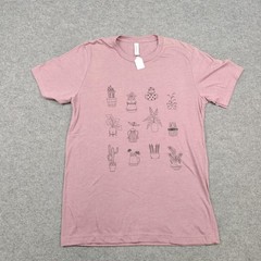 Bella + Canvas Shirt Mens Medium Pink Potted Plant Botanical Line Graphic Tee