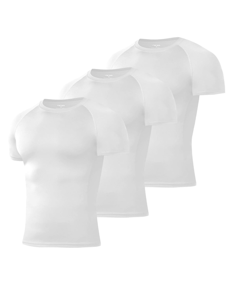 Men’s Compression Shirts 3 Pack, Compression Shirts for Men Short Sleeve Athl…