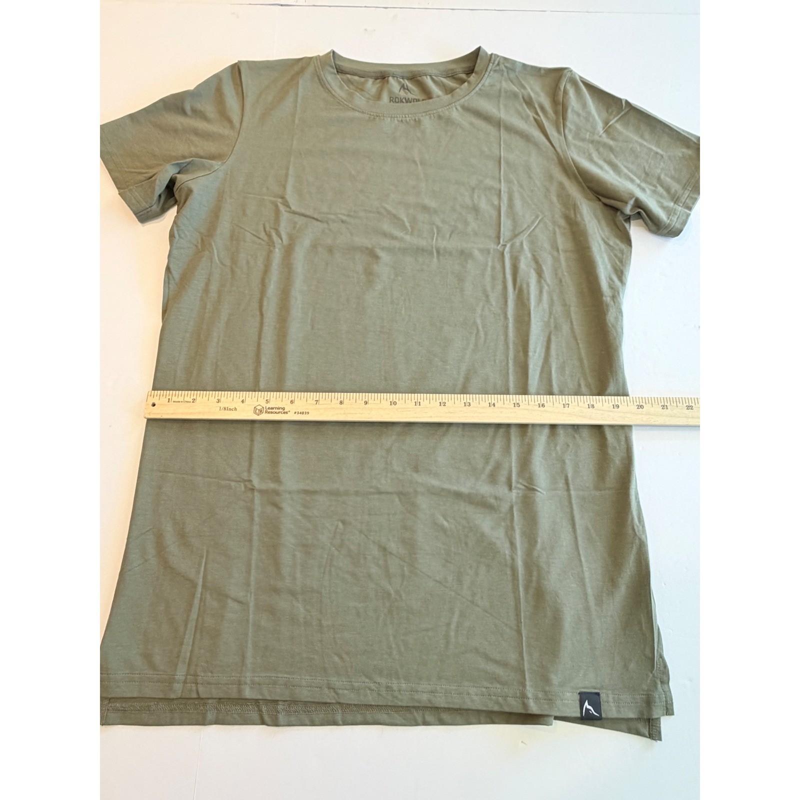 Rokwolf Mens Pima Cotton Modal Stretch T-Shirt Olive Green Longline Large gallery