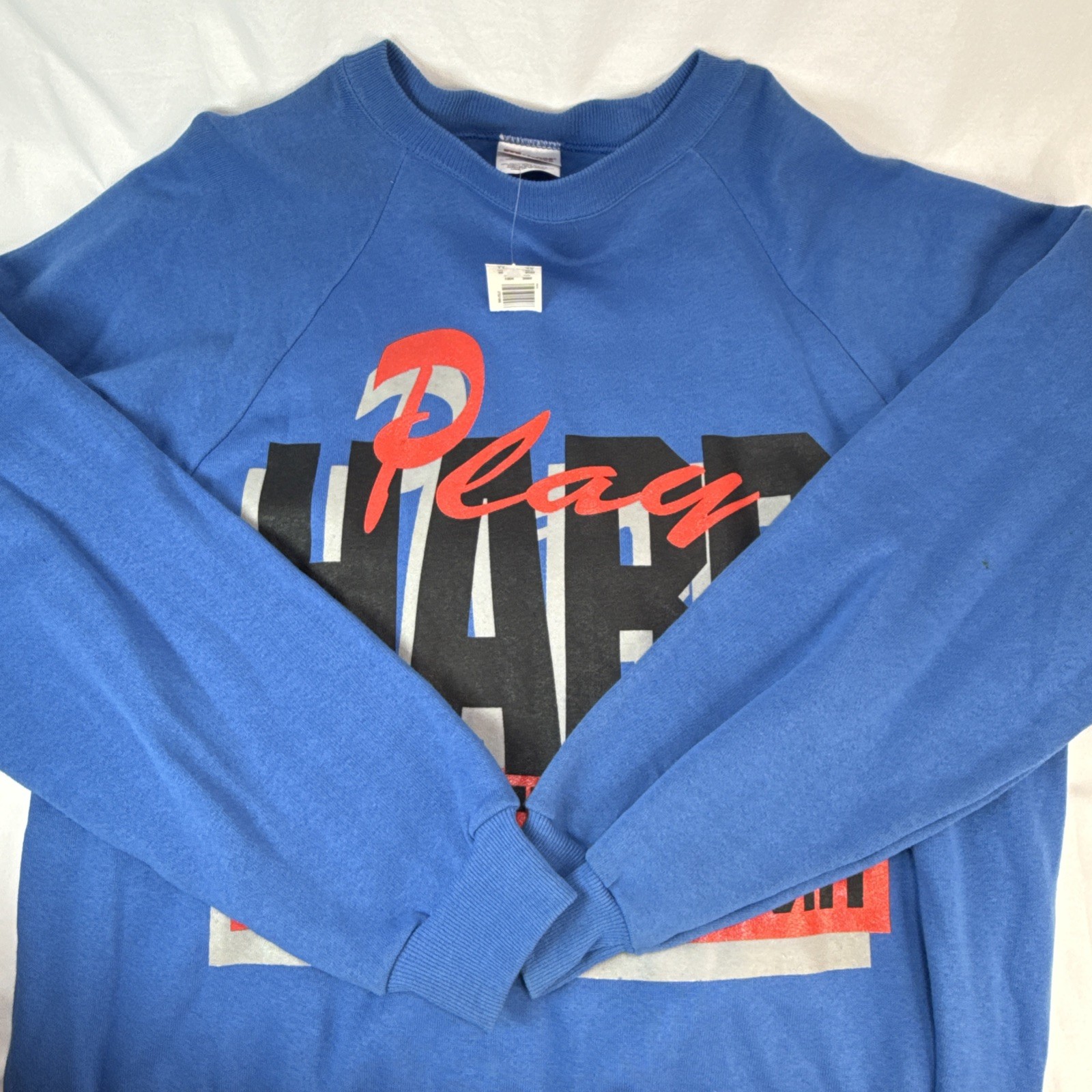 Vintage Dead Stock Sweat Shirt Play Hard Or Get Off My Court Basketball XL Blue gallery