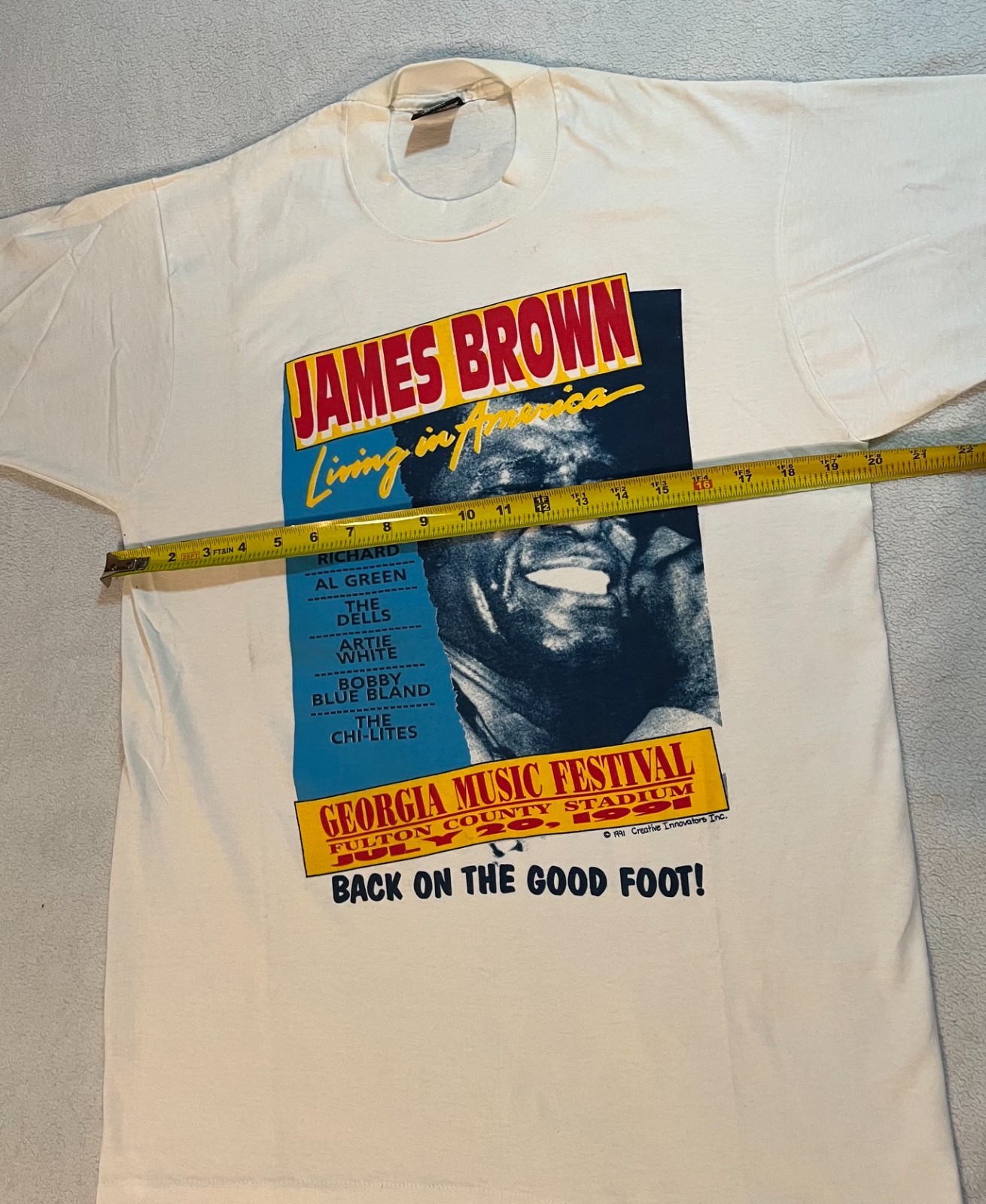 Vintage 1991 James Brown Living In America Tour Shirt Mens L White Short Sleeve gallery