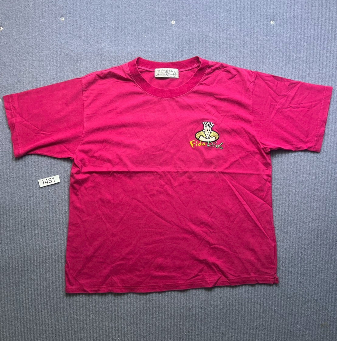 Vintage 1985 Fido Dido Embroidered Logo Pink T-Shirt Single Stitch Style 90s gallery