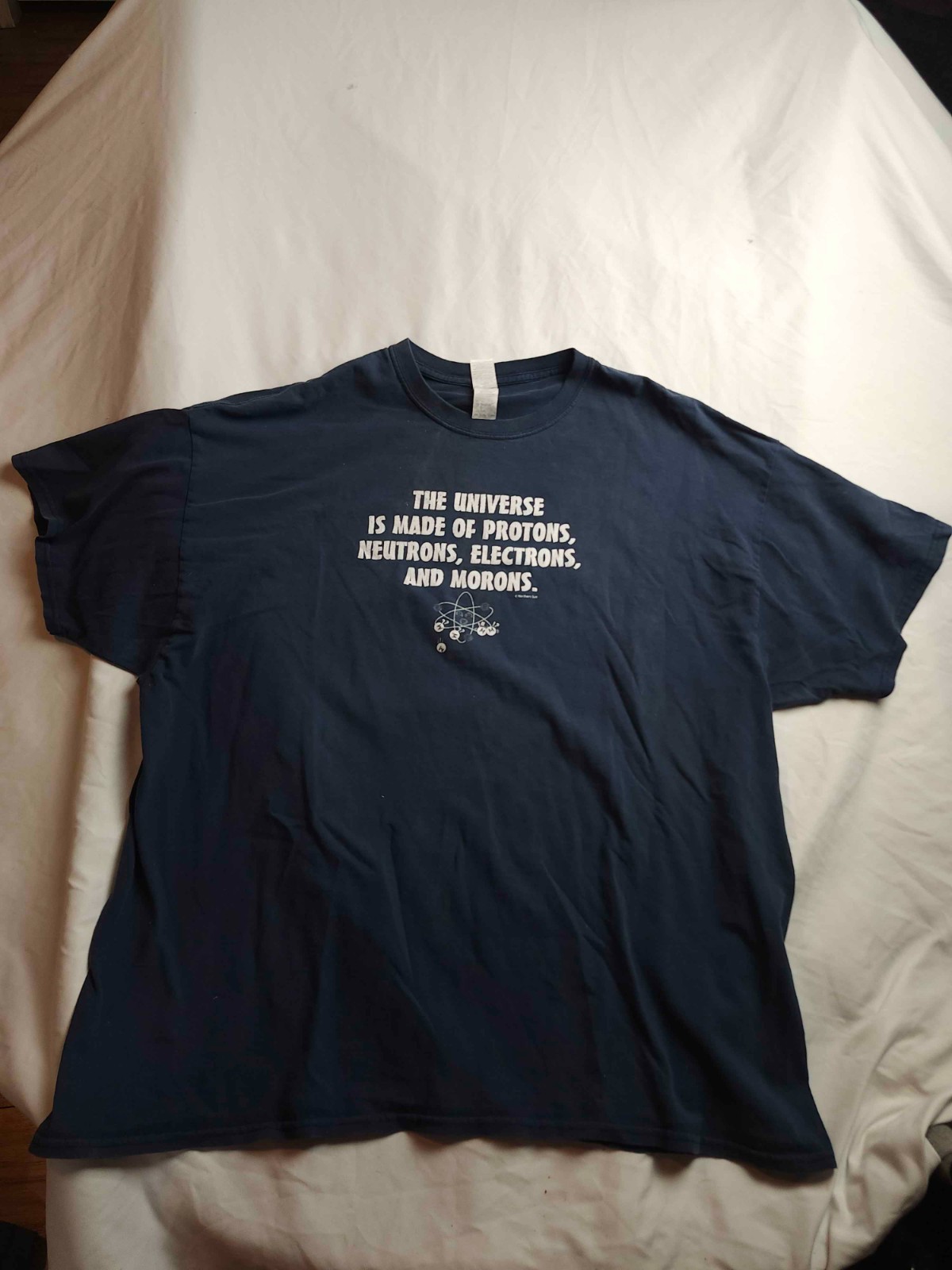 Gildan Graphic T Shirt Mens 2XL Blue Protons Neutrons Electrons Morons Novelty