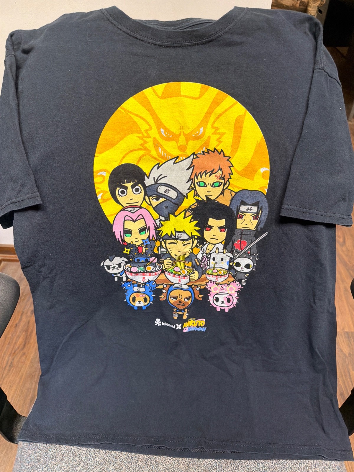 tolidoki x Naruto Shippuden Chibi Art Style Black T-Shirt Short Sleeve T-Shirt L