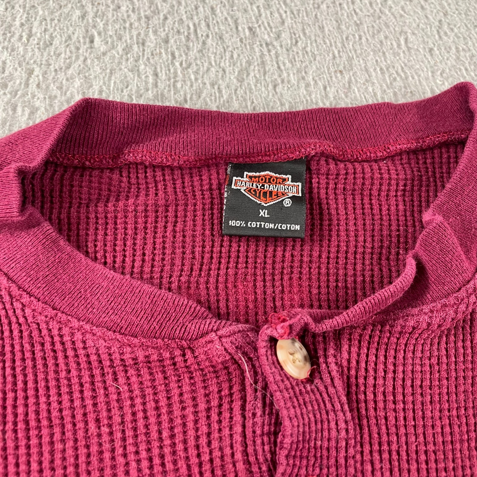 Vintage 90s Harley Davidson Thermal Shirt Mens XL Waffle Knit Long Sleeve USA gallery