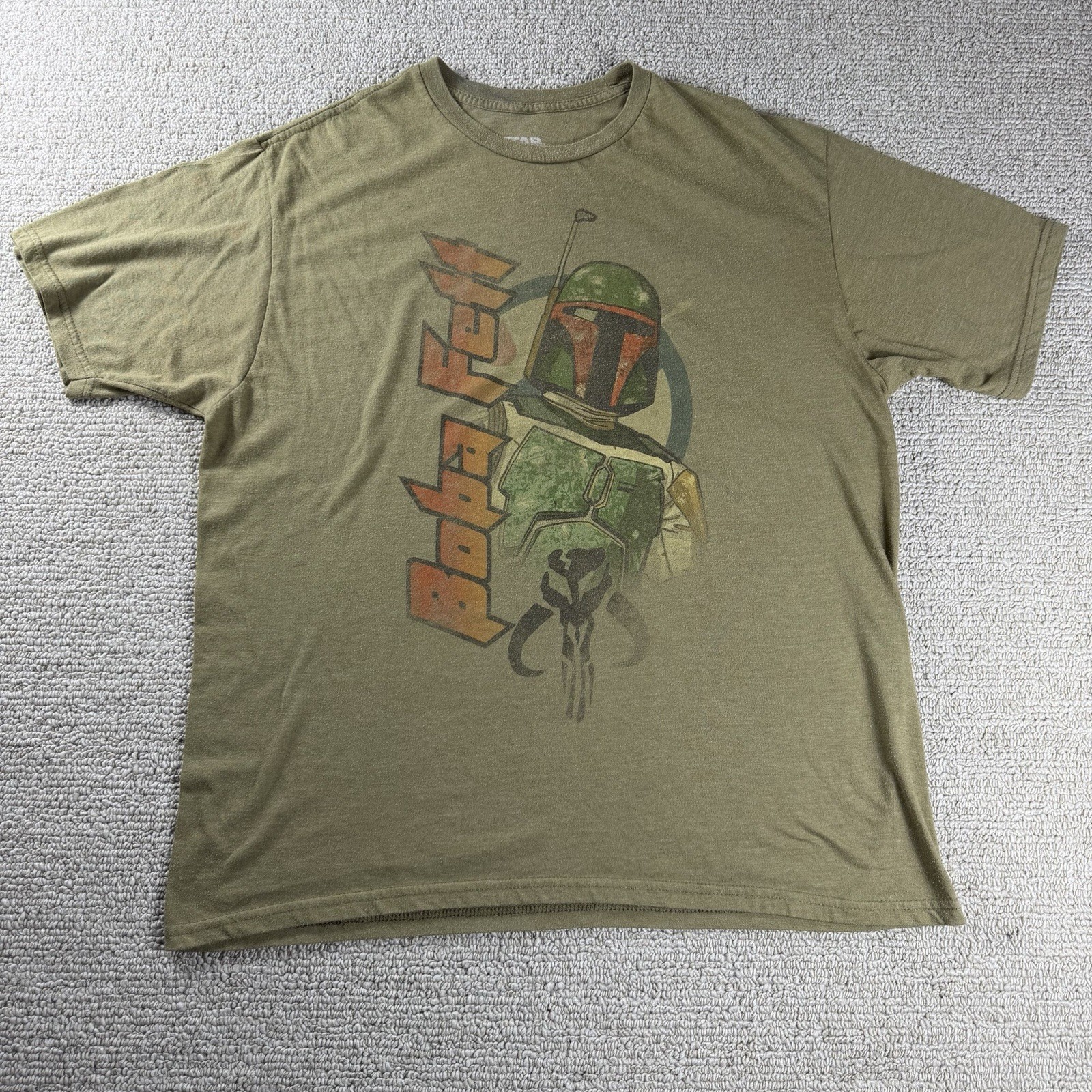 Star Wars Boba Fett Villain Graphic Distressed T-shirt Olive Green Men’s Size XL gallery