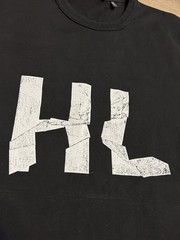 Helmut Lang Crinkle Crumple Logo Luxury Designer Black Tee Authentic Size Large
