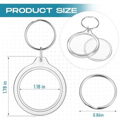 150 Pcs Round Photo Insert Keychain Clear Acrylic Picture Keychains Picture F…