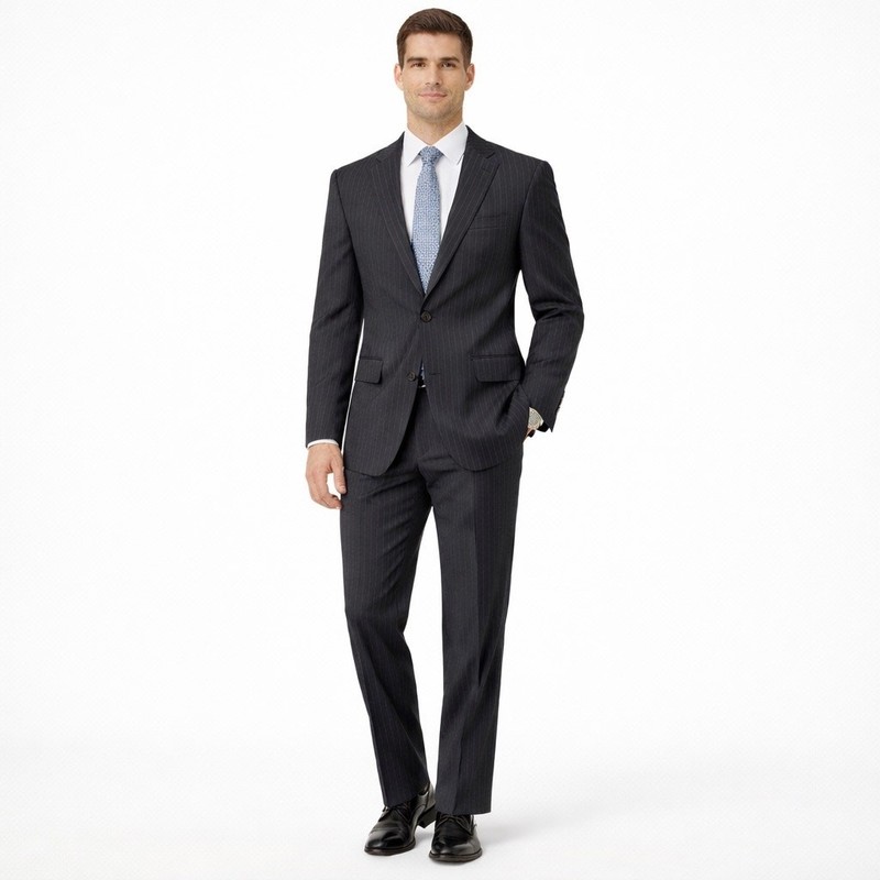 Hart Schaffner Marx Size 41R 2-Piece Suit w/ Sport Coat Blazer Black Pinstriped