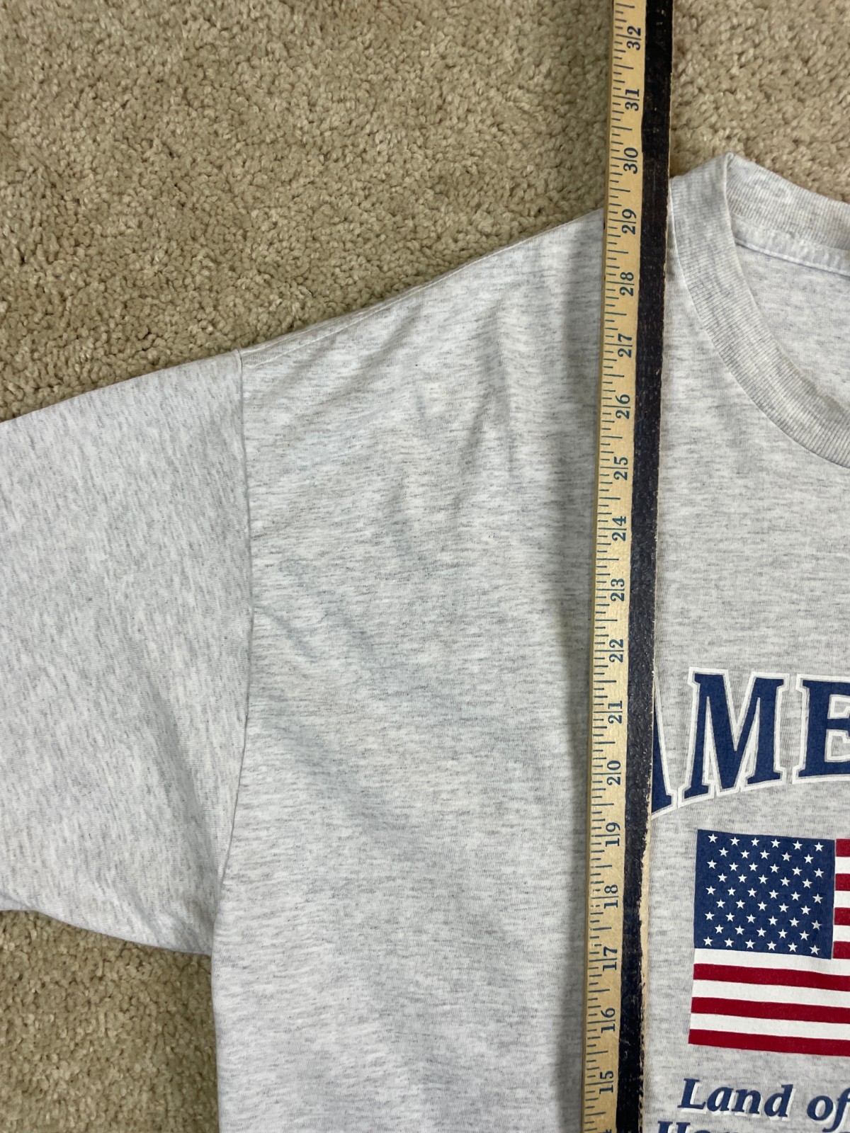 Vintage Hanes T-Shirt Mens XL America Land of the Free Home of the Brave Gray gallery