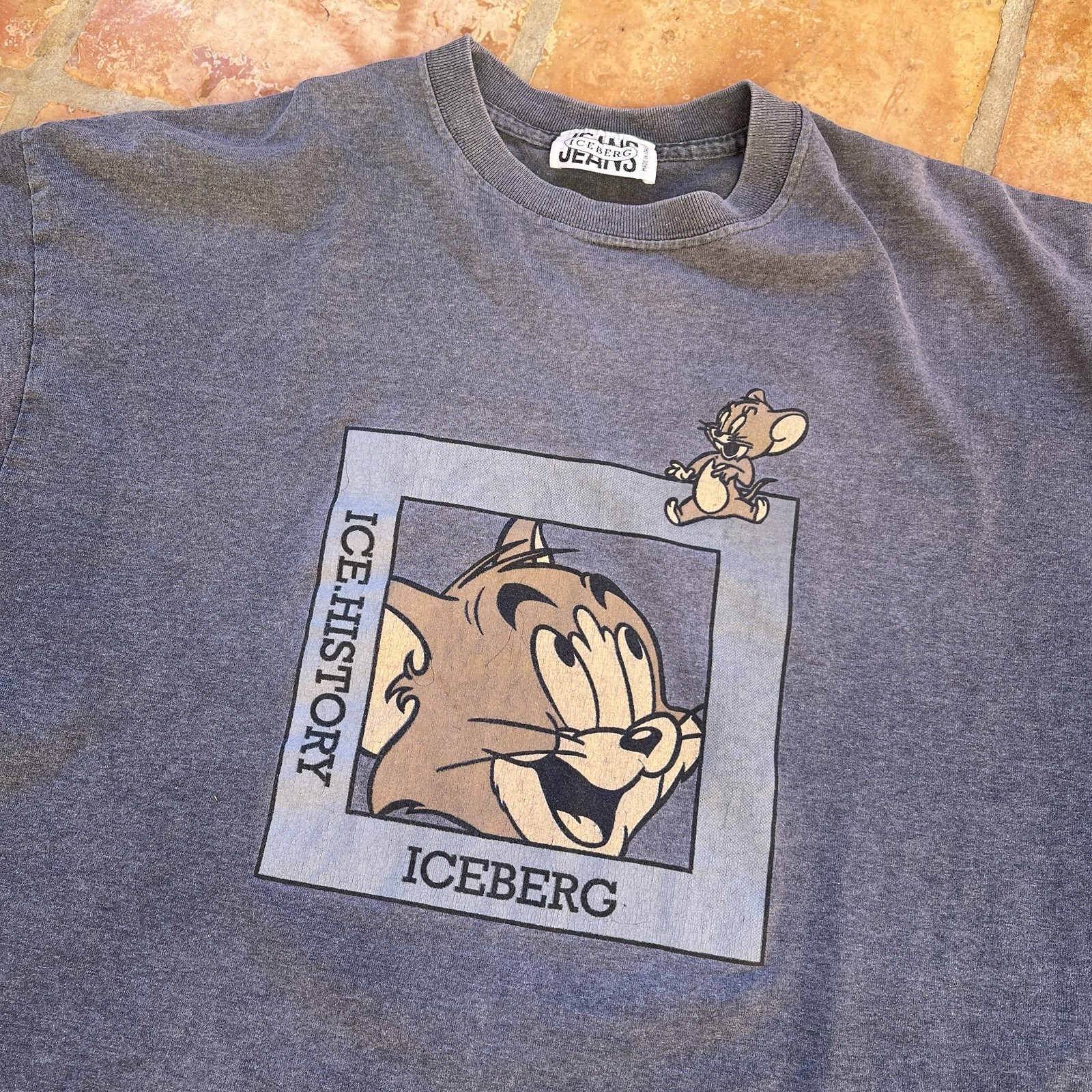 Vintage Iceberg Jeans Ice History Tom & Jerry Shirt Mens Large Made In Italy gallery