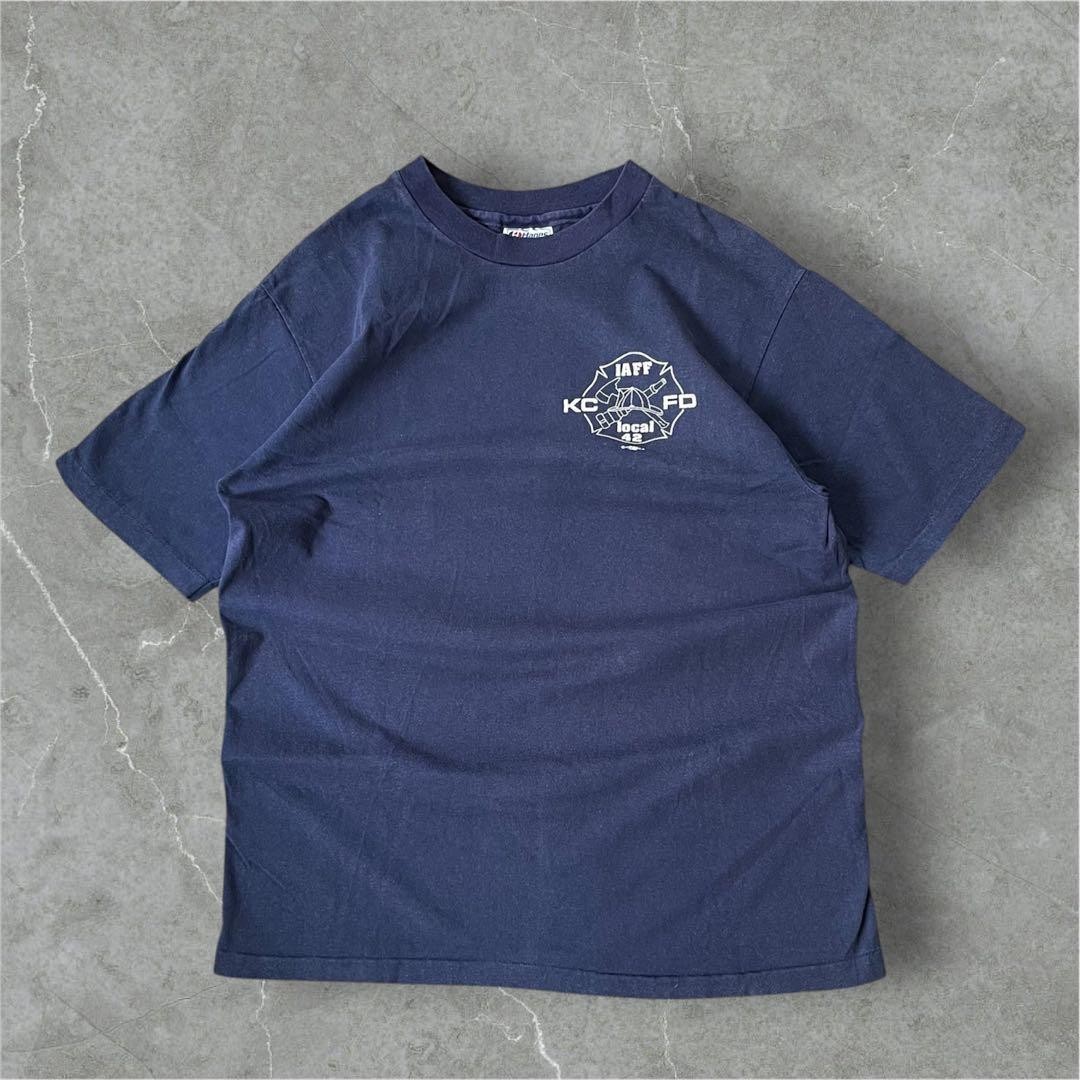 Vintage 80s Hanes Beefy-T IAFF Firefighters Navy Made USA gallery