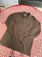 Old Navy Mens Large Medium Brown Pullover 3 Button Long Sleeve Shoulder Strap