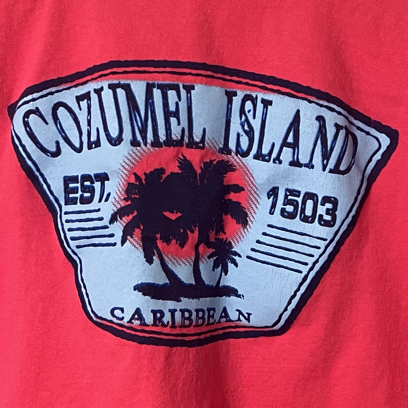 Cozumel Mexico Palm Trees Pink Short Sleeve T-Shirt Adult Size XL - NWOT gallery