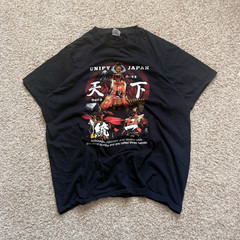 JIN Japan Print Unify Japan Samurai Graphic Black Men’s T-Shirt XL SS