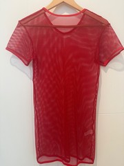 Manstore Mens Mesh Showstopper Red Polymide & Elastic T-Shirt Top Size XL