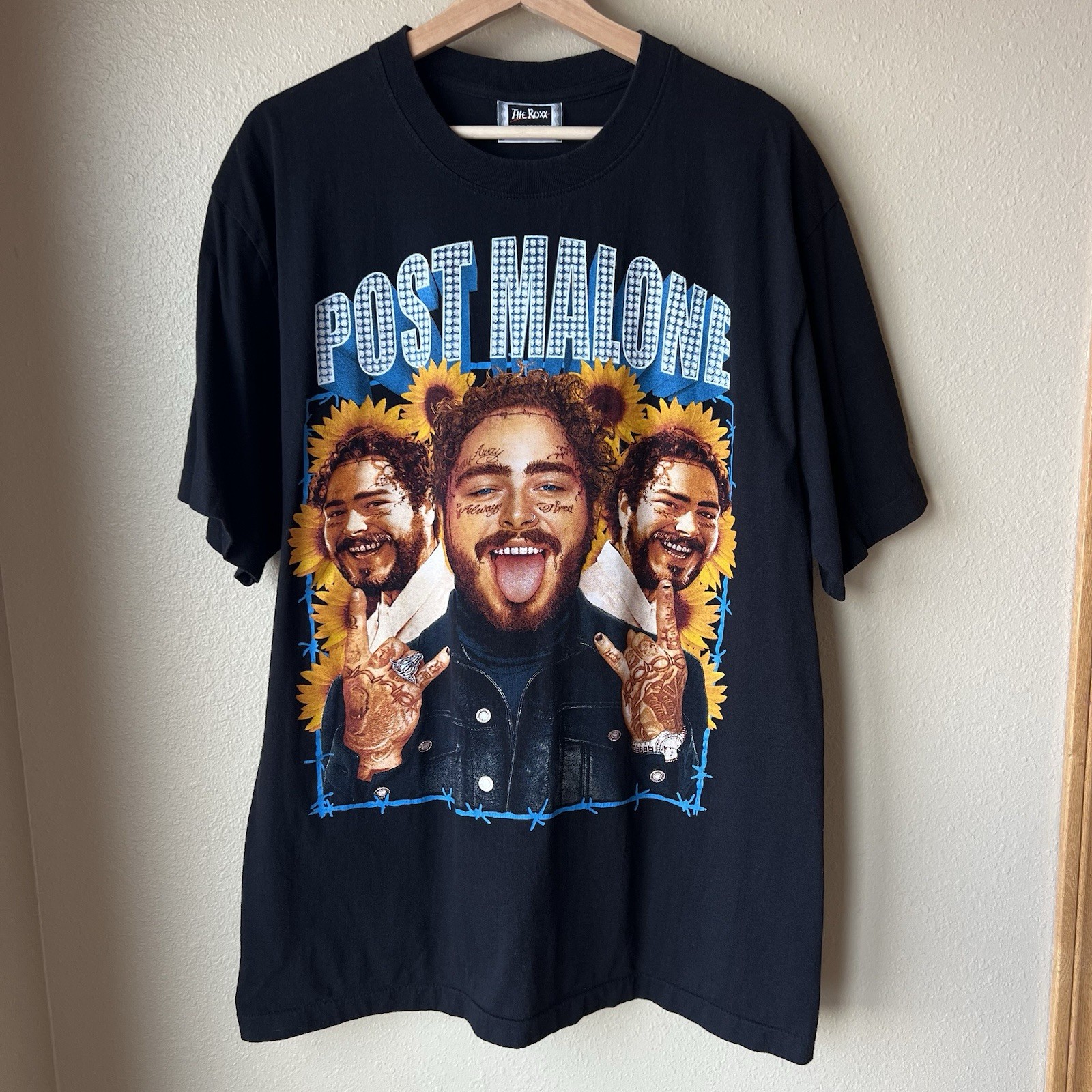 Post Malone T-Shirt Unisex XL Black Sunflower Posty Double Sided RARE The Roxx