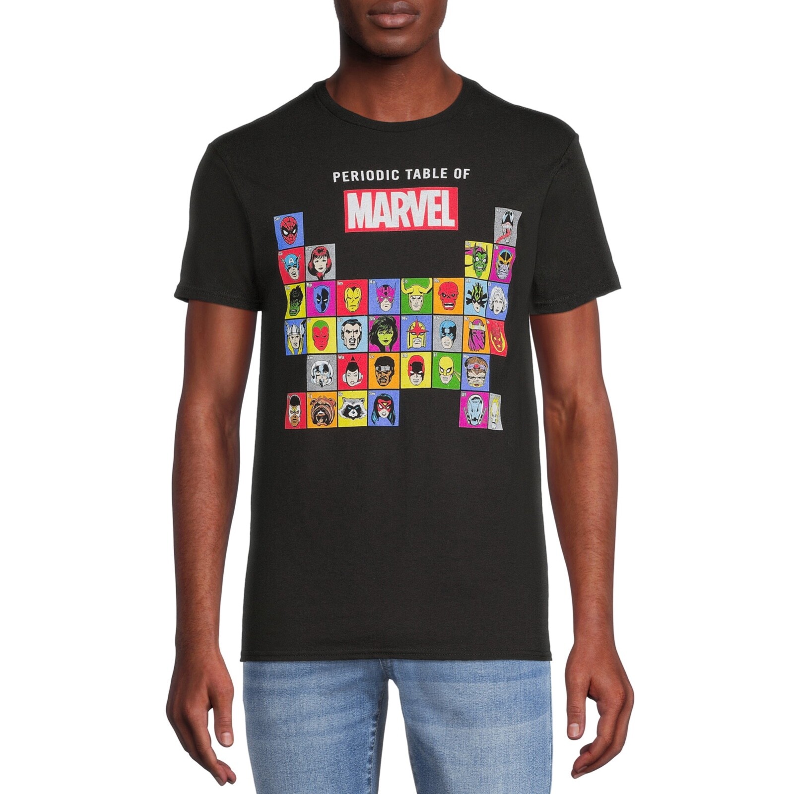 Marvel Periodic Table of Heroes Graphic Men’s Tee Black