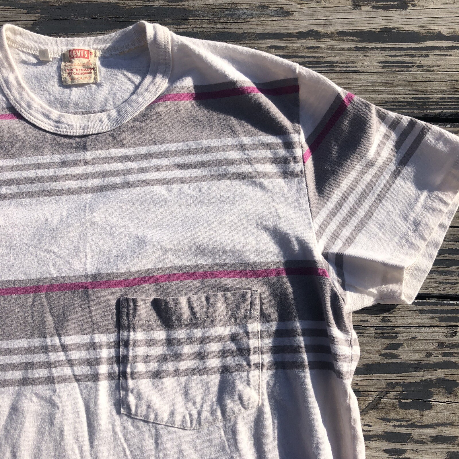 Levi's Vintage Clothing 1950's Sportswear Tee Striped Pocket T Single Stitch M gallery