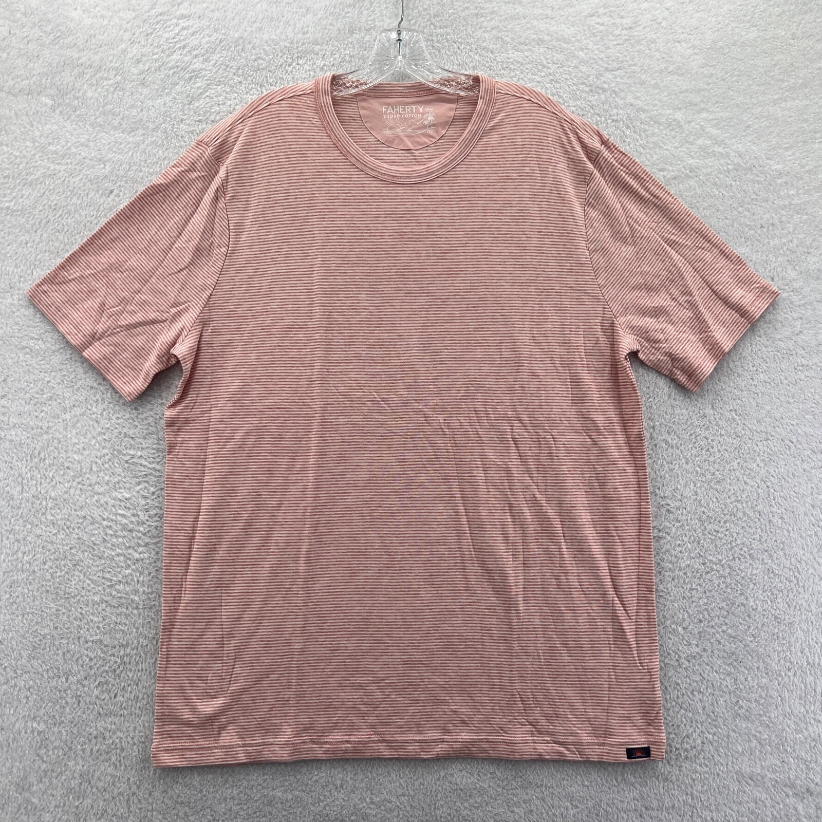 Faherty Striped Shirt Mens XL Orange Cloud Cotton Soft Short Sleeve Tee *A98 New