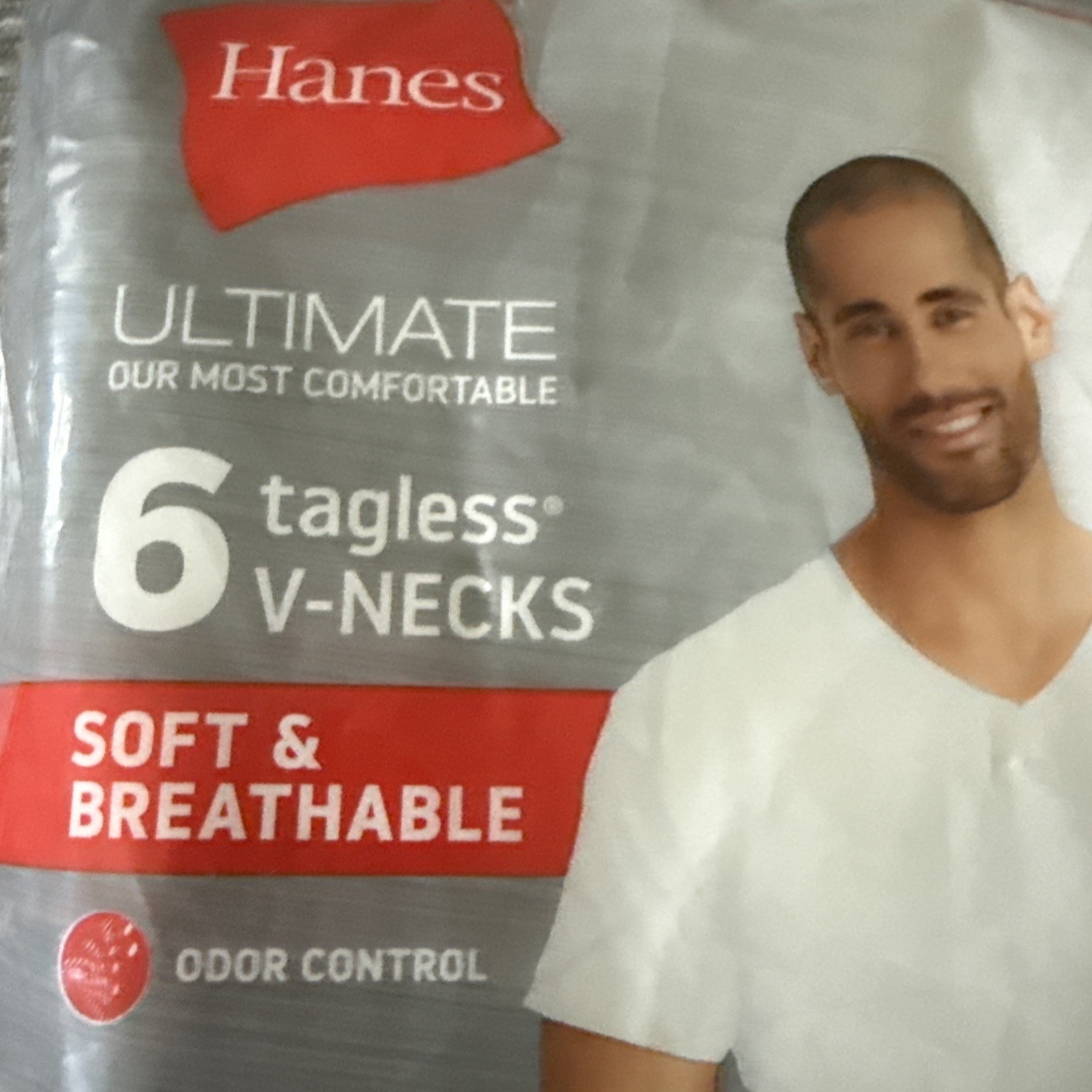 Vtg Hanes Men's tagless V-Necks T-Shirts White 6 Pack Size S (34-36") New In Pkg gallery