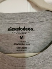 New Nickelodeon Character Faces Mens Medium Soft Grey Tee Spongebob Ren Stimpy