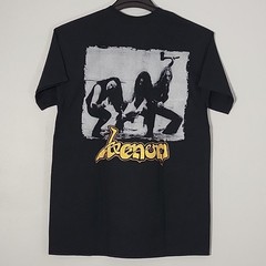VENOM Welcome To Hell M MEDIUM T-Shirt Black Mens Shiny Gold Band Logo
