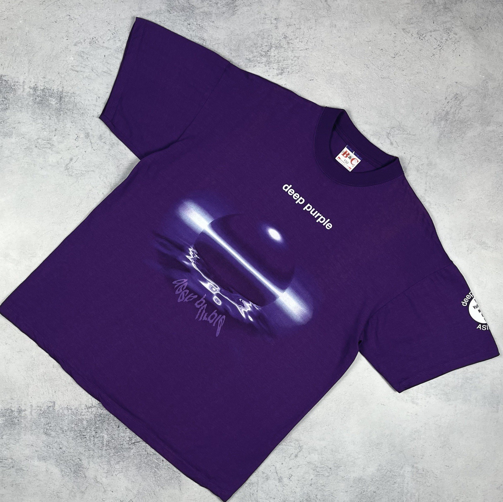 Vintage Deep Purple World Tour Rock Band Short Sleeve T Shirt 1999 Size L Purple