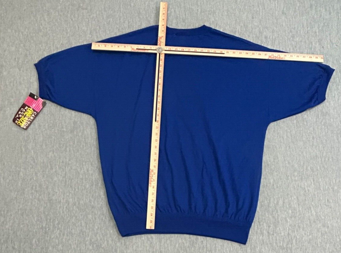 VTG Carlton Tee Shirt Mens Blue 2XL Ribbed Cuff Short Sleeve 80s T-Shirt USA gallery