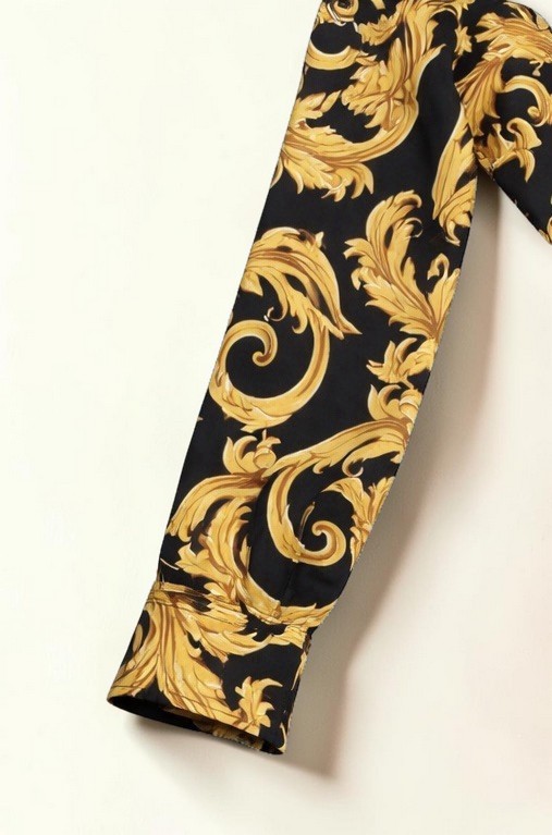 NWT Versace Informal Shirt Twill Poly Baroque Black & Gold 60IT 5XL Retail $1750 gallery