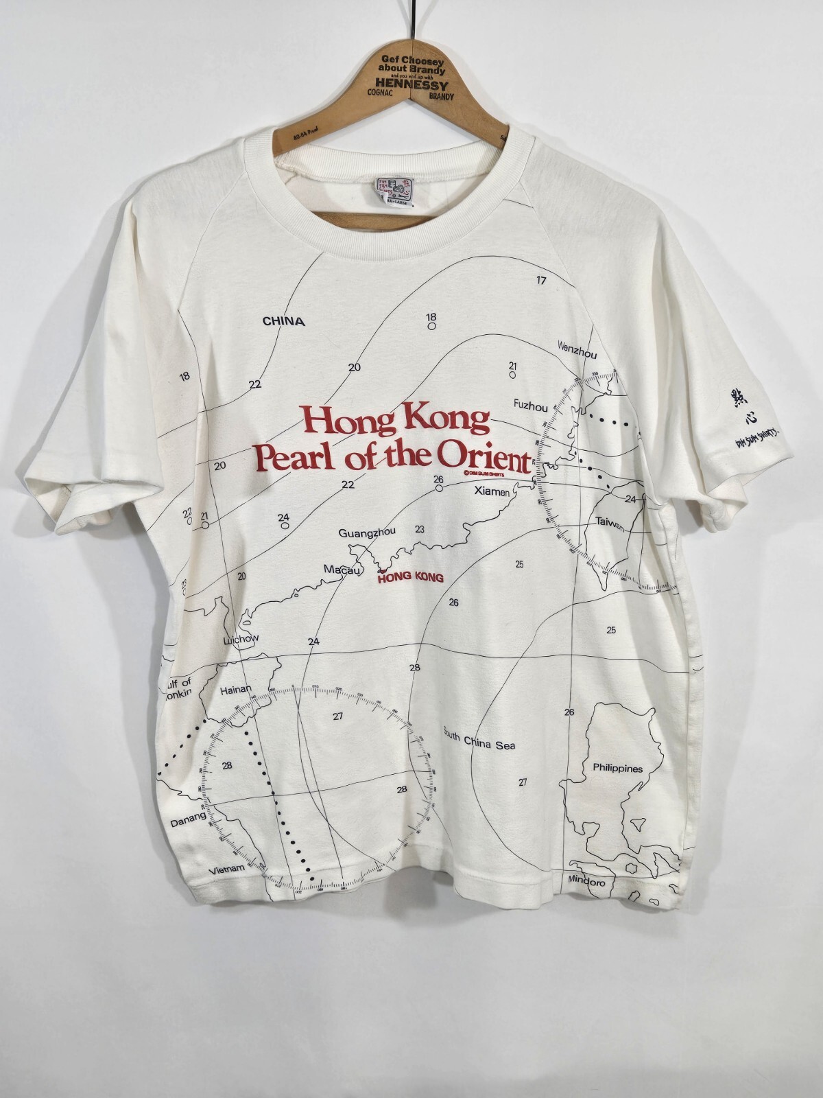 Vintage Dim Sum T-Shirt XL Hong Kong Pearl Of The Orient All Over Map Print AOP gallery