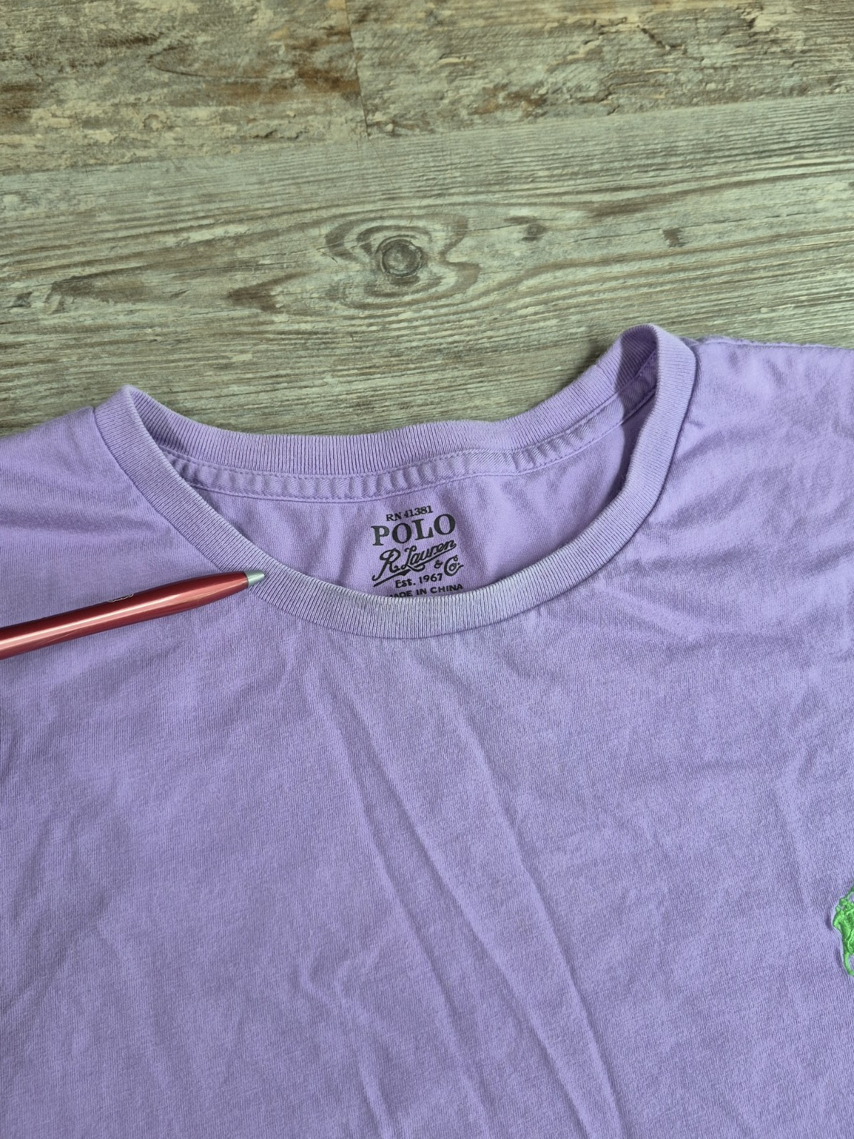 Polo Ralph Lauren Crew Neck Modern Classic-Fit Shirt Mens XL PURPLE GREEN PONY gallery