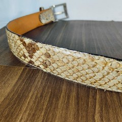 【intage Python】Luxury Python Leather Dress Belt, Made in Italy