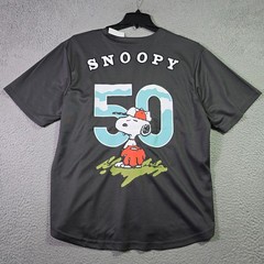 Peanuts® Snoopy Baseball Jersey shirt Mens Large Black Charlie Brown Button NWT