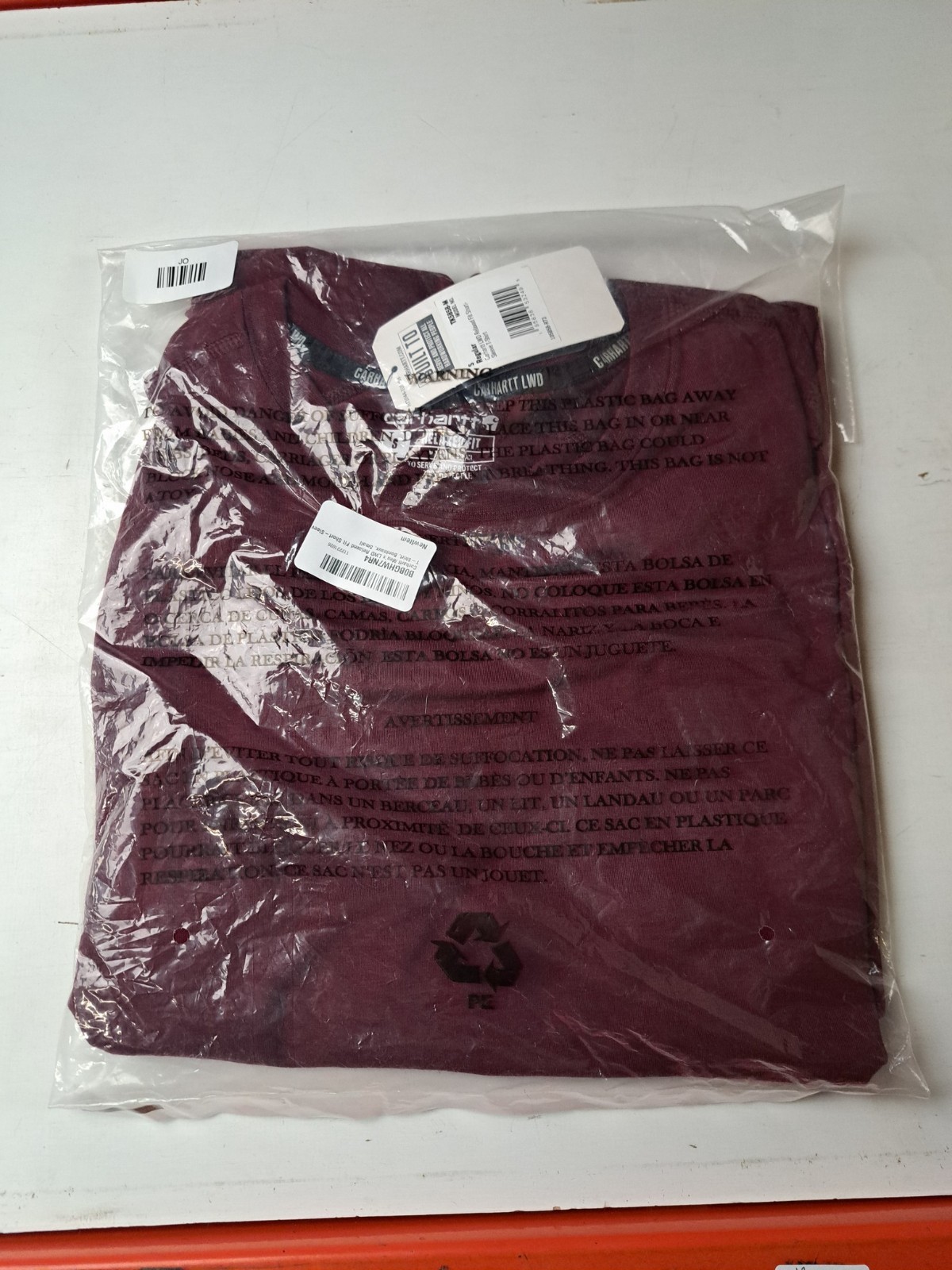 Carhartt Men's LWD Relaxed Fit Short-Sleeve T-Shirt, Dark Red, Size Small gallery