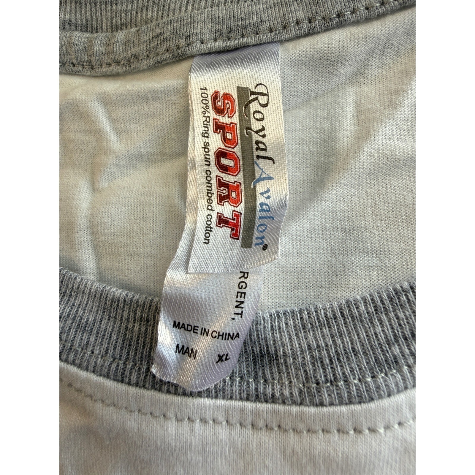 Royal Avalon Sport Mens XL Baseball White Gray Raglan Long Sleeve Cotton Shirt gallery