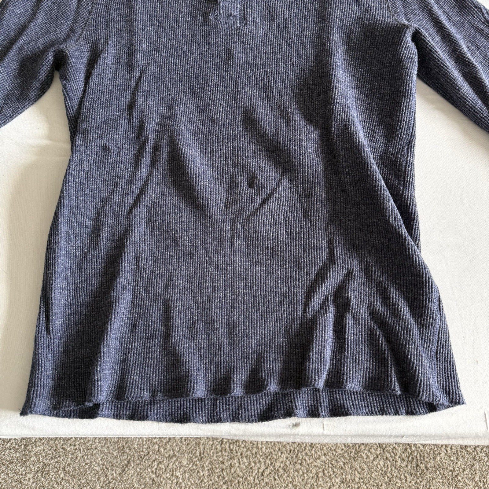 Wallace & Barnes Henley Thermal Mens Large Waffle Knit Workwear Pullover Blue gallery