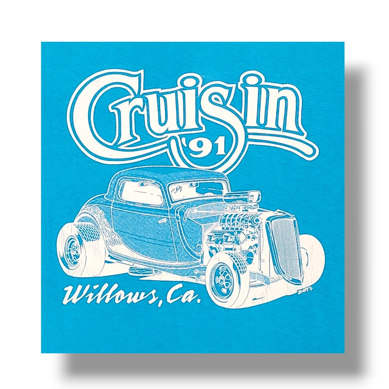 Vintage CRUISIN 1991 Willows, CA Street Rod Single Stitch Blue T-Shirt Men's L gallery