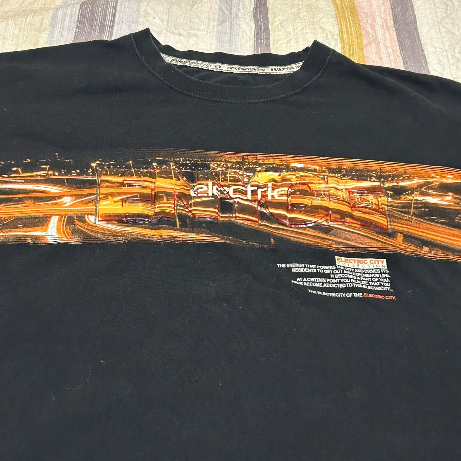 Vintage Enyce Electric Collection T-Shirt mens 2XL Black Crew Y2K Streetwear gallery