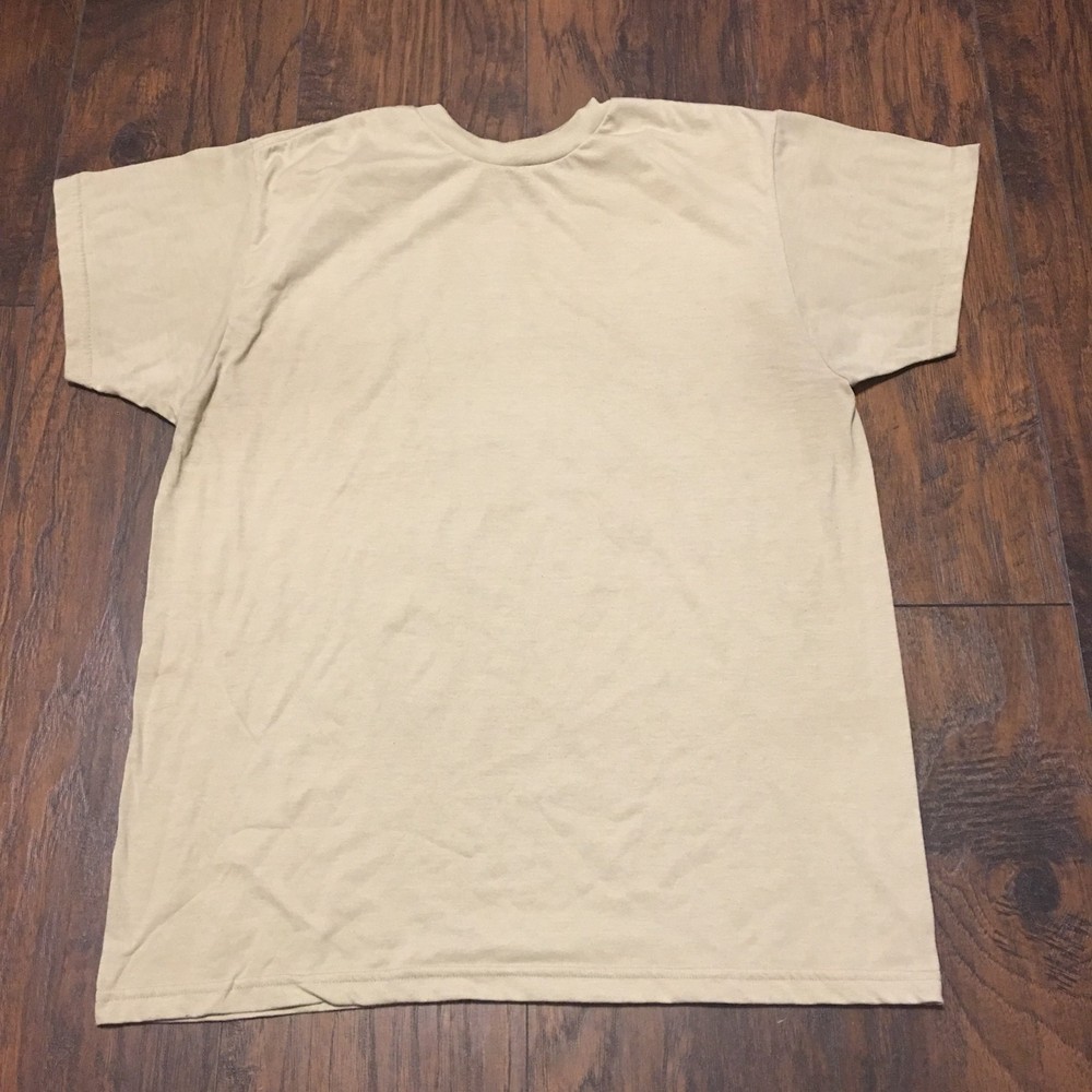Skilcraft DSCP US Army Sand Basic Blank Crew Neck T-Shirt sz Large