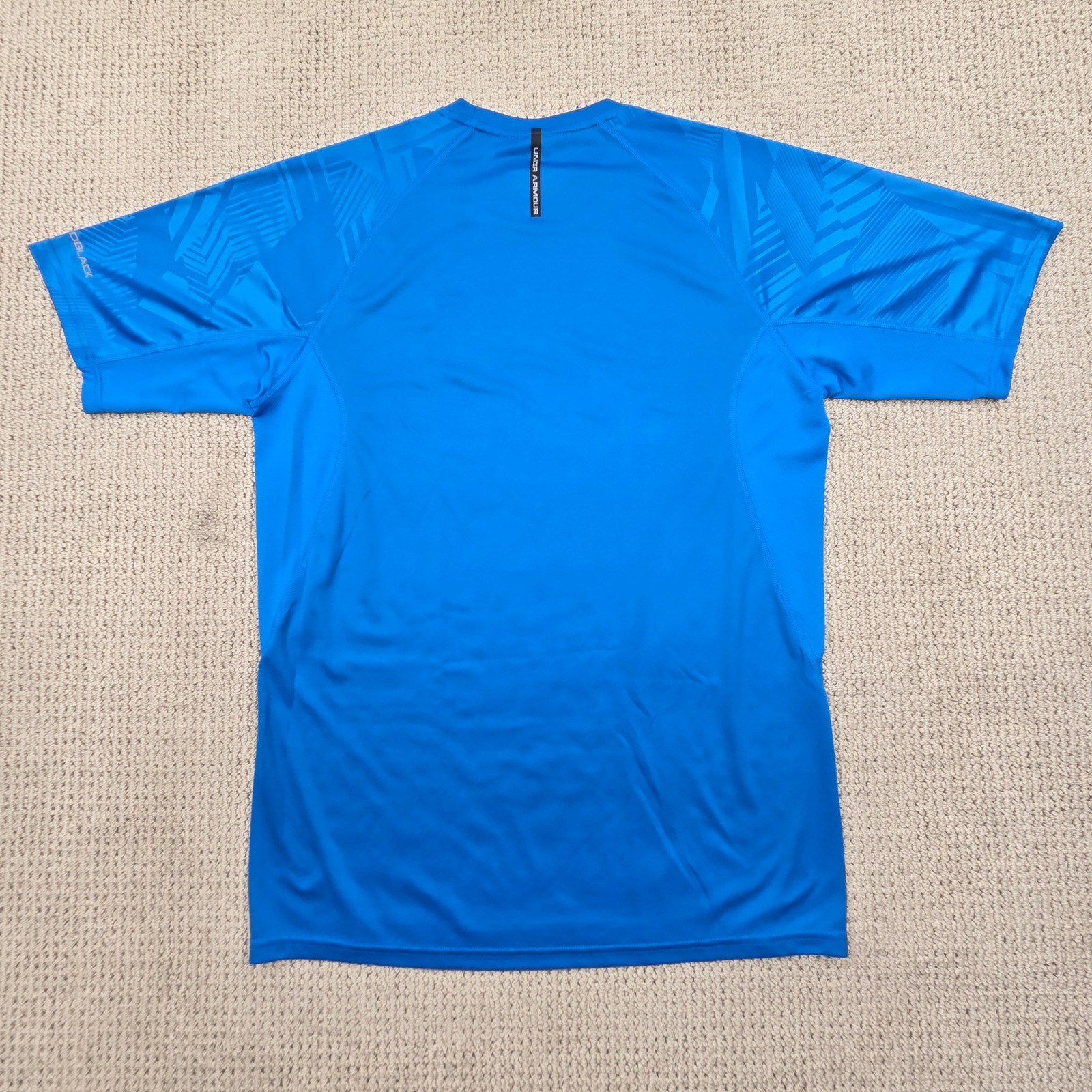 Under Armour Coldblack HeatGear SS T-Shirt Blue Geometric Sleeve Mens Medium gallery