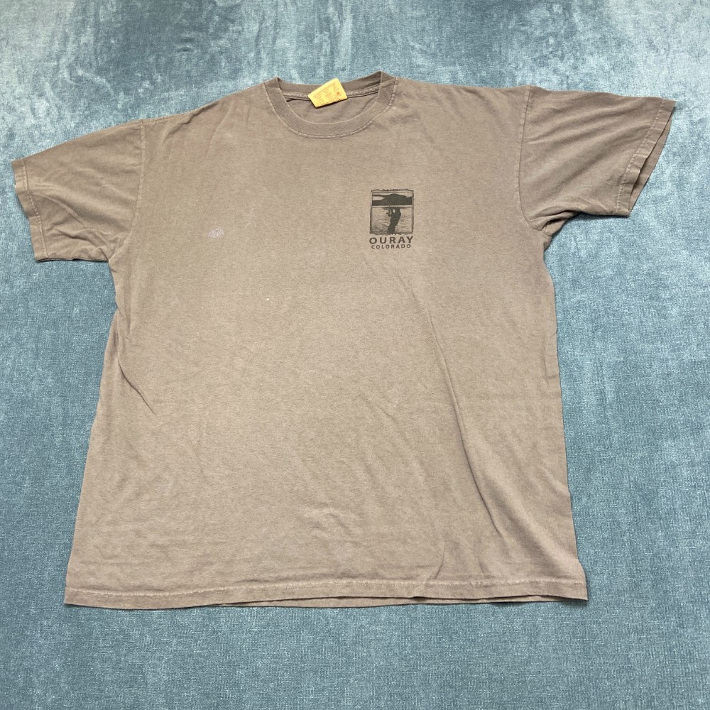 The Mountain Ouray Colorado T Shirt Men XL Brown Graphic Print Classic Crew Neck