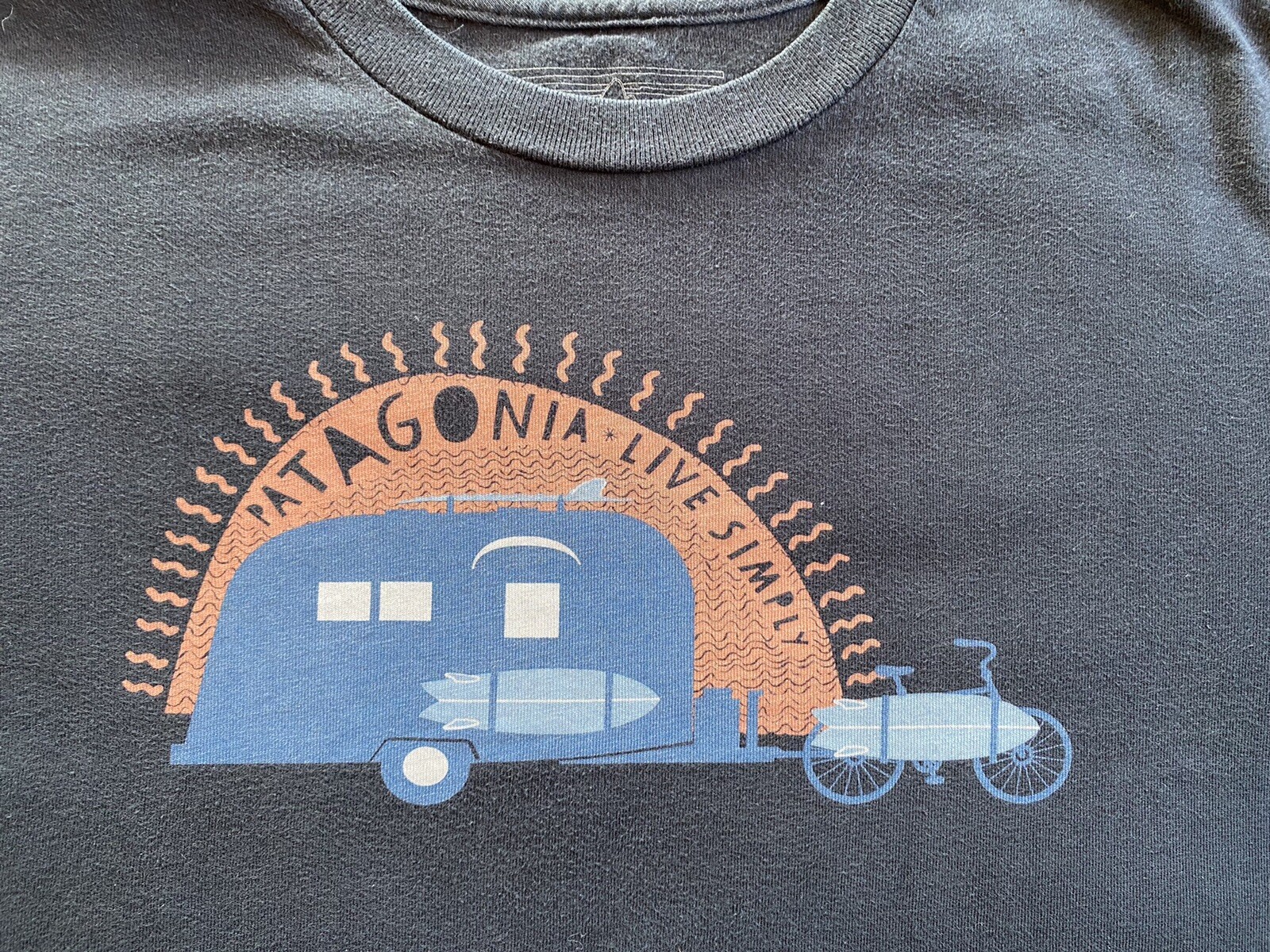 Patagonia Live Simply T Shirt Men’s Medium Slim Black Bike Surfboard gallery
