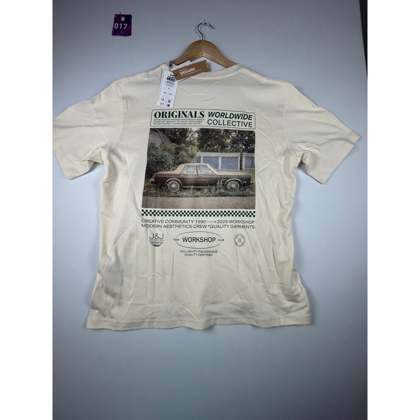 NWT Jack & Jones Mens JORURBAN EDGE Graphic Tee Medium Cream Streetwear Shirt gallery